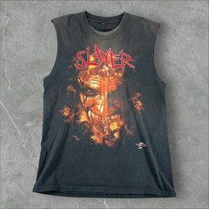 Vintage Slayer Shirt Mens Large Black Mexican Parking Lot Embroidered Thrash 90s